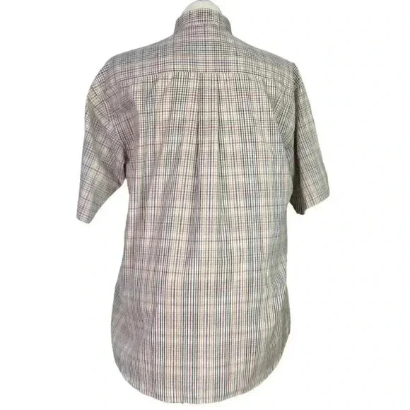 Foxfire Men L Plaid Button Down Shirt Reg Multi Cotton Blend Short Sleeve Pocket - Picture 4 of 6